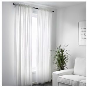 IKEA Vivian Curtains w/rod, brackets, and finials